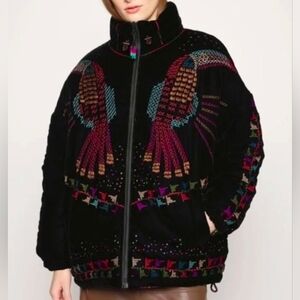 NWT Never Worn FARM Rio Reversible Embroidered Black Puffer Winter Jacket Size S